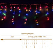 20M Christmas Lights Icicle Light 800 LED Multi-coloured Jingle Jollys XMAS-LED-800-IC-MC