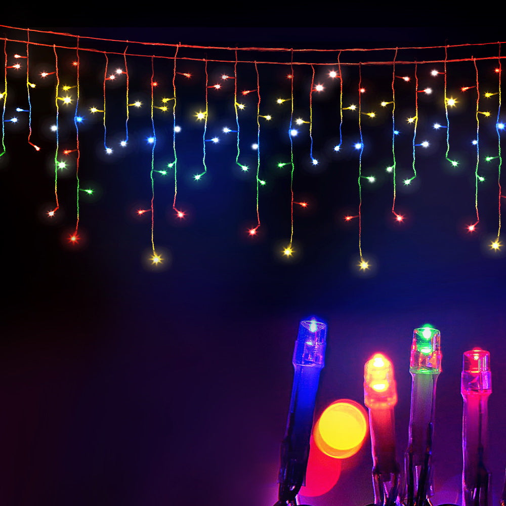 20M Christmas Lights Icicle Light 800 LED Multi-coloured Jingle Jollys XMAS-LED-800-IC-MC