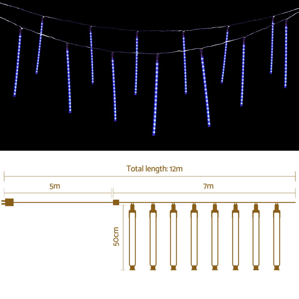 288 LED 7M Christmas Lights Icicle Light Falling Metor Jingle Jollys XMAS-LED-IC-ICICLE-BU
