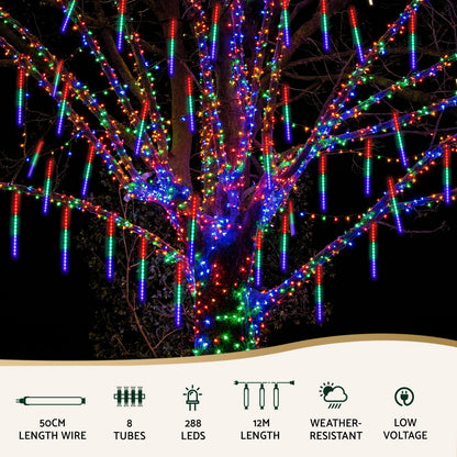 Jingle Jollys 7M Christmas Lights Shower Light 288 LED Icicle Falling Metor XMAS-LED-IC-ICICLE-MC1
