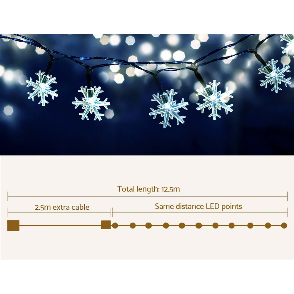 Jingle Jollys Christmas Lights 100 LED 10M String Light Snow Decorations XMAS-LED-IC-SNOW-WH