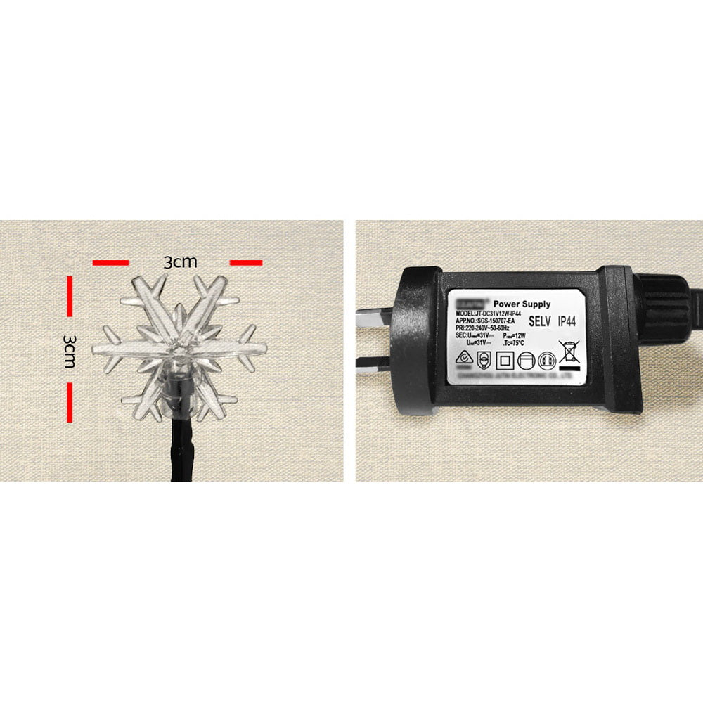 Jingle Jollys Christmas Lights 100 LED 10M String Light Snow Decorations XMAS-LED-IC-SNOW-WH