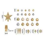 Jingle Jollys 125pcs Christmas Tree Decorations Set Baubles Ornaments Party XMAS-MIX-125PCS-ORNAMENTS