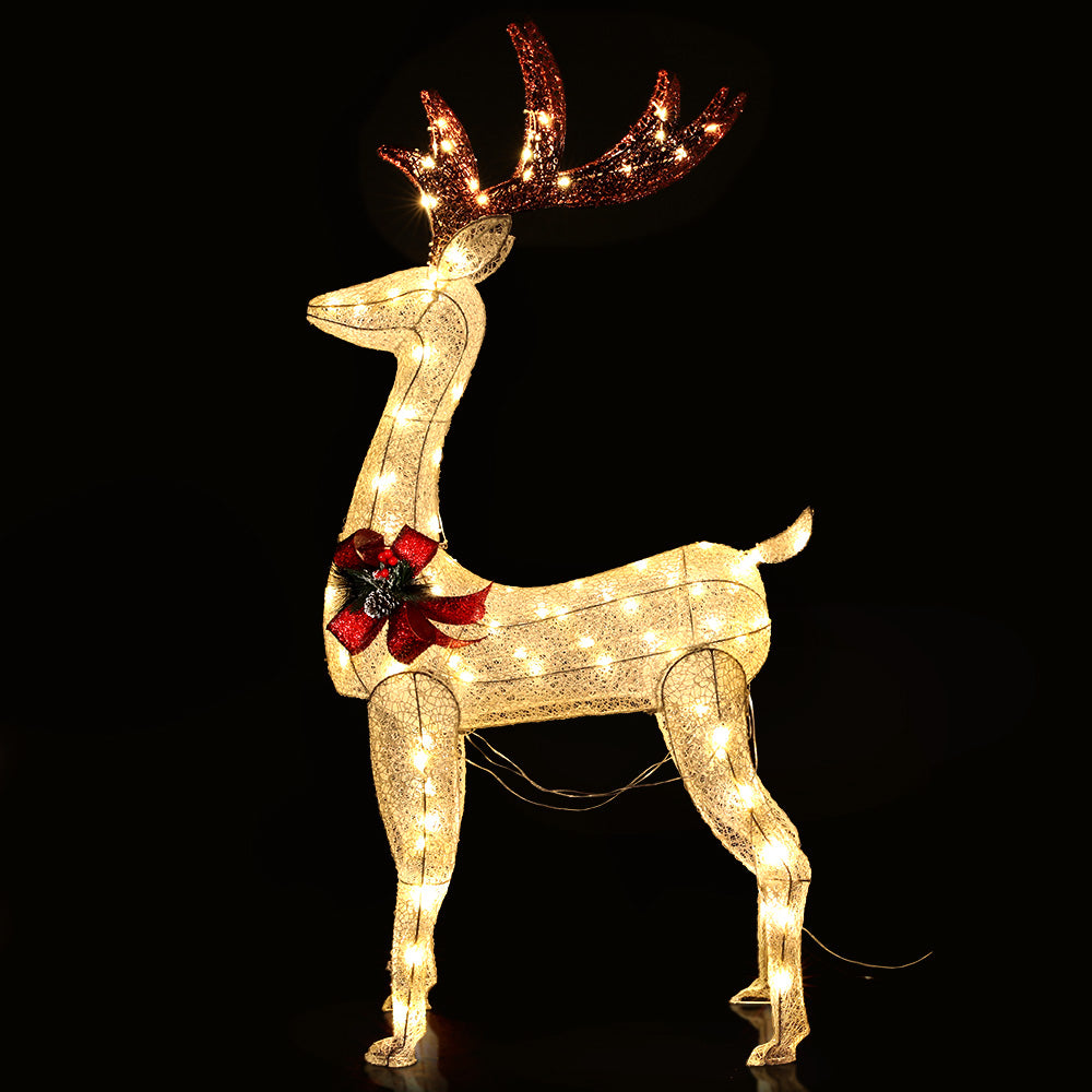 1.5M Christmas Lights Reindeer 100 LED Decorations Jingle Jollys XMAS-MOT-1DEER-MOV-WARM