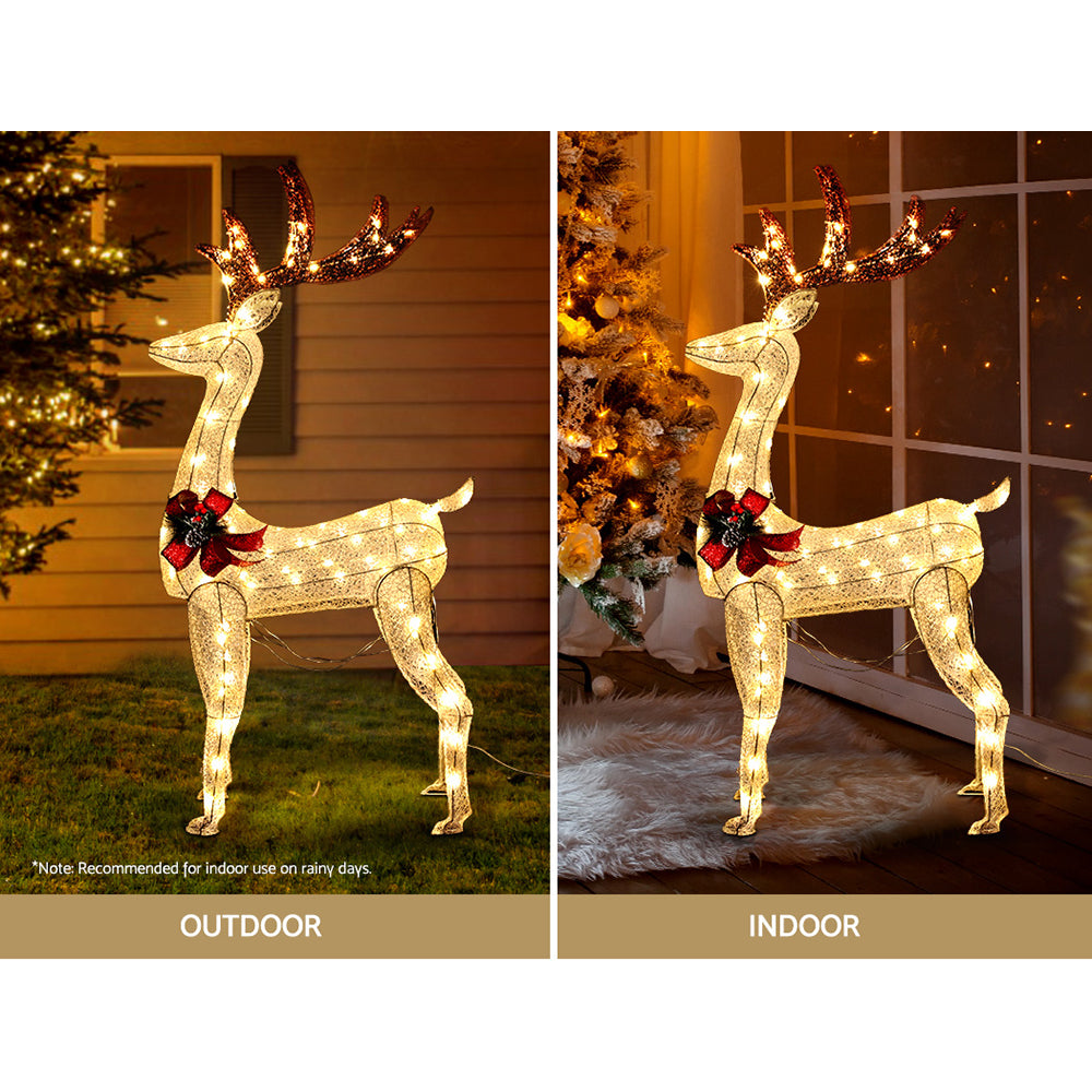1.5M Christmas Lights Reindeer 100 LED Decorations Jingle Jollys XMAS-MOT-1DEER-MOV-WARM
