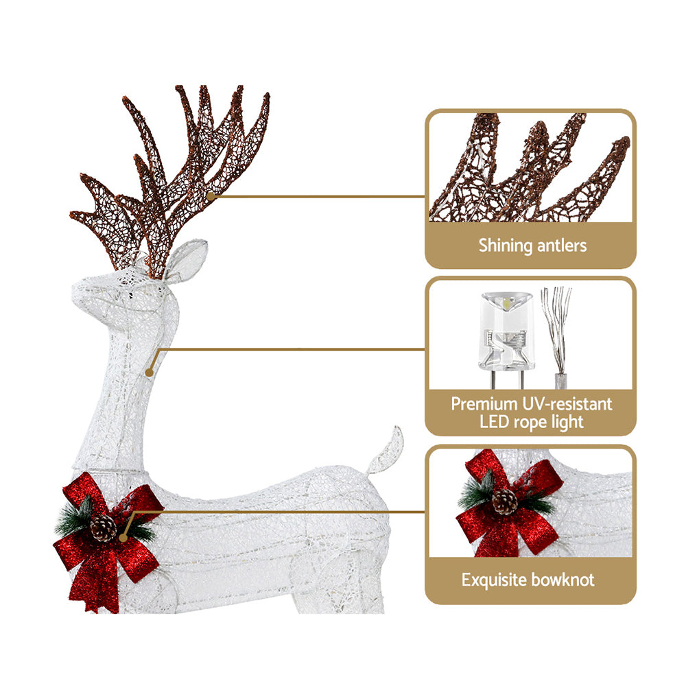 1.5M Christmas Lights Reindeer 100 LED Decorations Jingle Jollys XMAS-MOT-1DEER-MOV-WARM