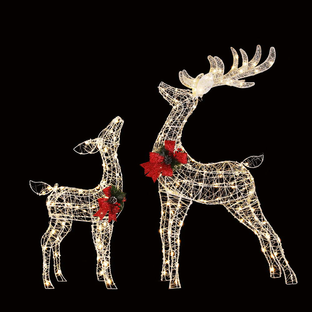 2 PCS Christmas Lights 170 LED Fairy Light Reindeer Decorations Jingle Jollys XMAS-MOT-2DEER-WARM