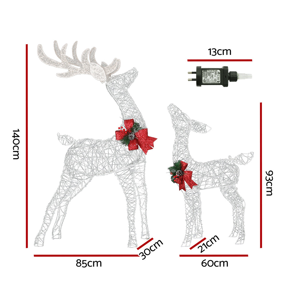 2 PCS Christmas Lights 170 LED Fairy Light Reindeer Decorations Jingle Jollys XMAS-MOT-2DEER-WARM