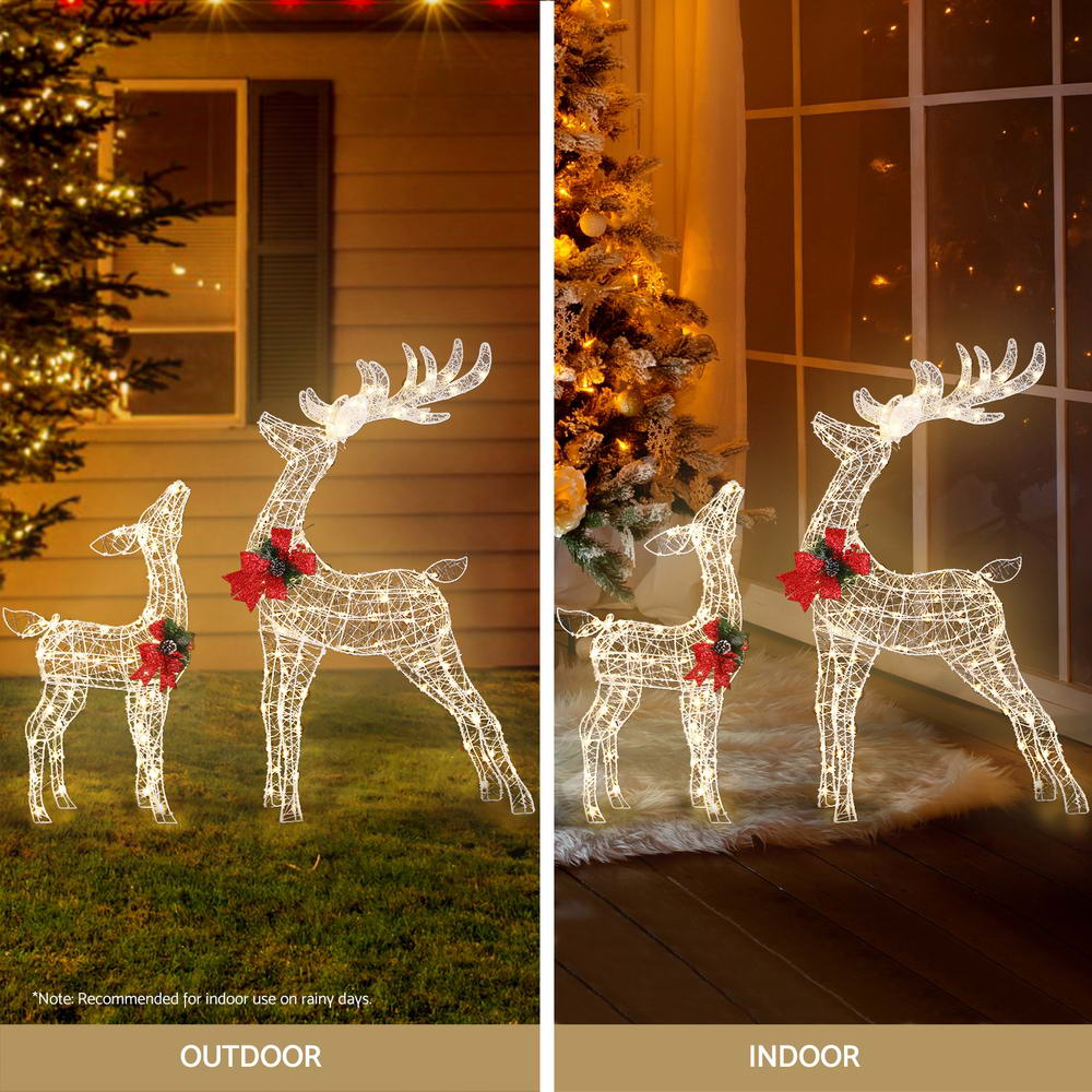 2 PCS Christmas Lights 170 LED Fairy Light Reindeer Decorations Jingle Jollys XMAS-MOT-2DEER-WARM