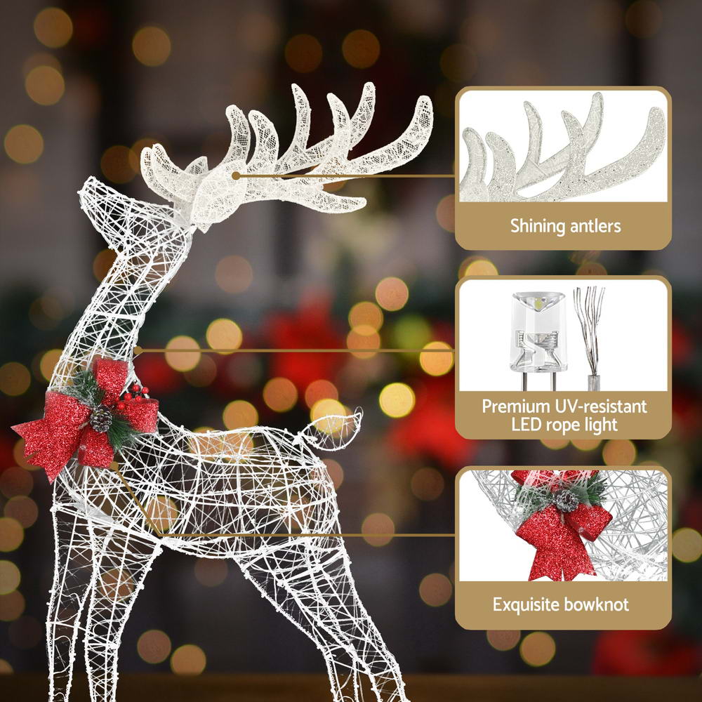2 PCS Christmas Lights 170 LED Fairy Light Reindeer Decorations Jingle Jollys XMAS-MOT-2DEER-WARM