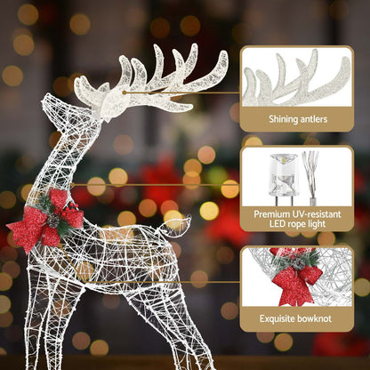 2 PCS Christmas Lights 170 LED Fairy Light Reindeer Decorations Jingle Jollys XMAS-MOT-2DEER-WARM