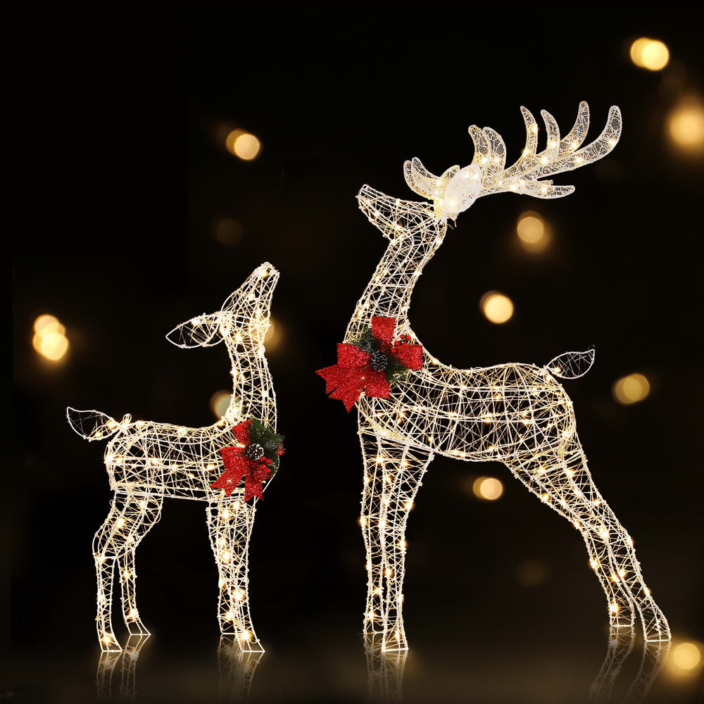 2 PCS Christmas Lights 170 LED Fairy Light Reindeer Decorations Jingle Jollys XMAS-MOT-2DEER-WARM