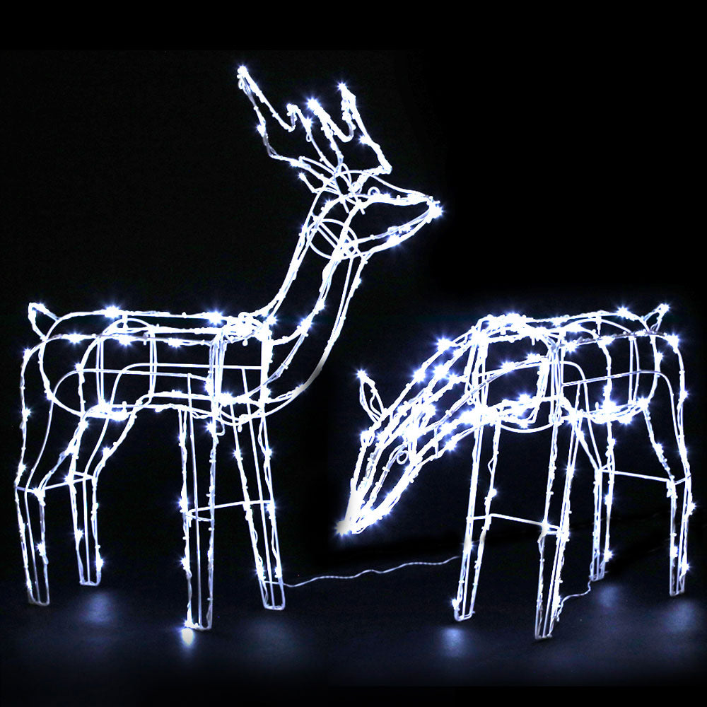 2 PCS Christmas Lights Reindeers 200 LED Decorations Jingle Jollys XMAS-MOT-2DEERS-MOV-WH