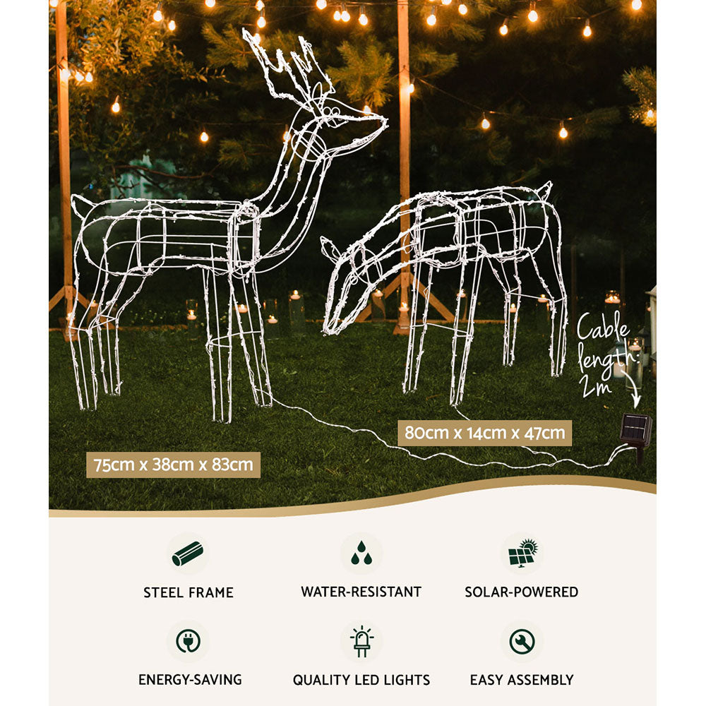 2 PCS Christmas Lights Reindeers 200 LED Decorations Jingle Jollys XMAS-MOT-2DEERS-MOV-WH