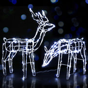 2 PCS Christmas Lights Reindeers 200 LED Decorations Jingle Jollys XMAS-MOT-2DEERS-MOV-WH