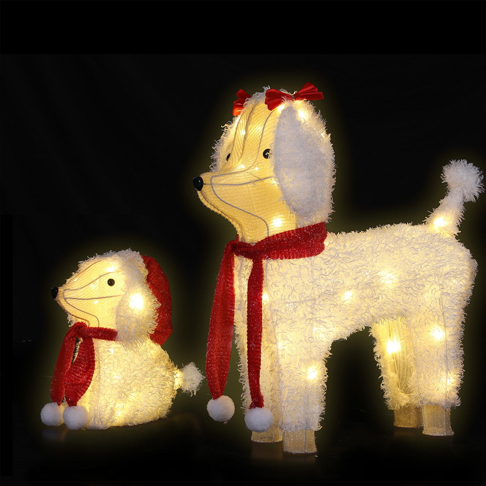 Jingle Jollys Christmas Lights 60 LED Fairy Light 2pcs Dog Decorations Set XMAS-MOT-2DOGS-WARM