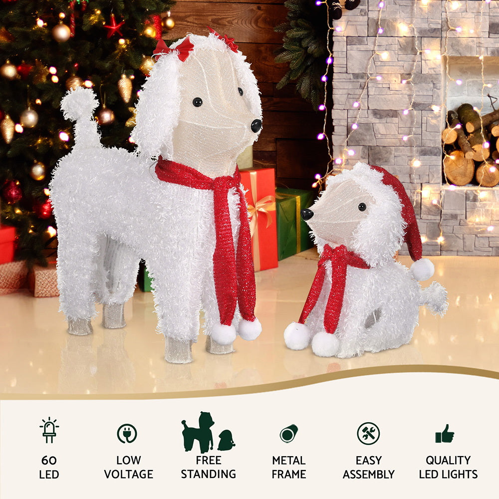 Jingle Jollys Christmas Lights 60 LED Fairy Light 2pcs Dog Decorations Set XMAS-MOT-2DOGS-WARM