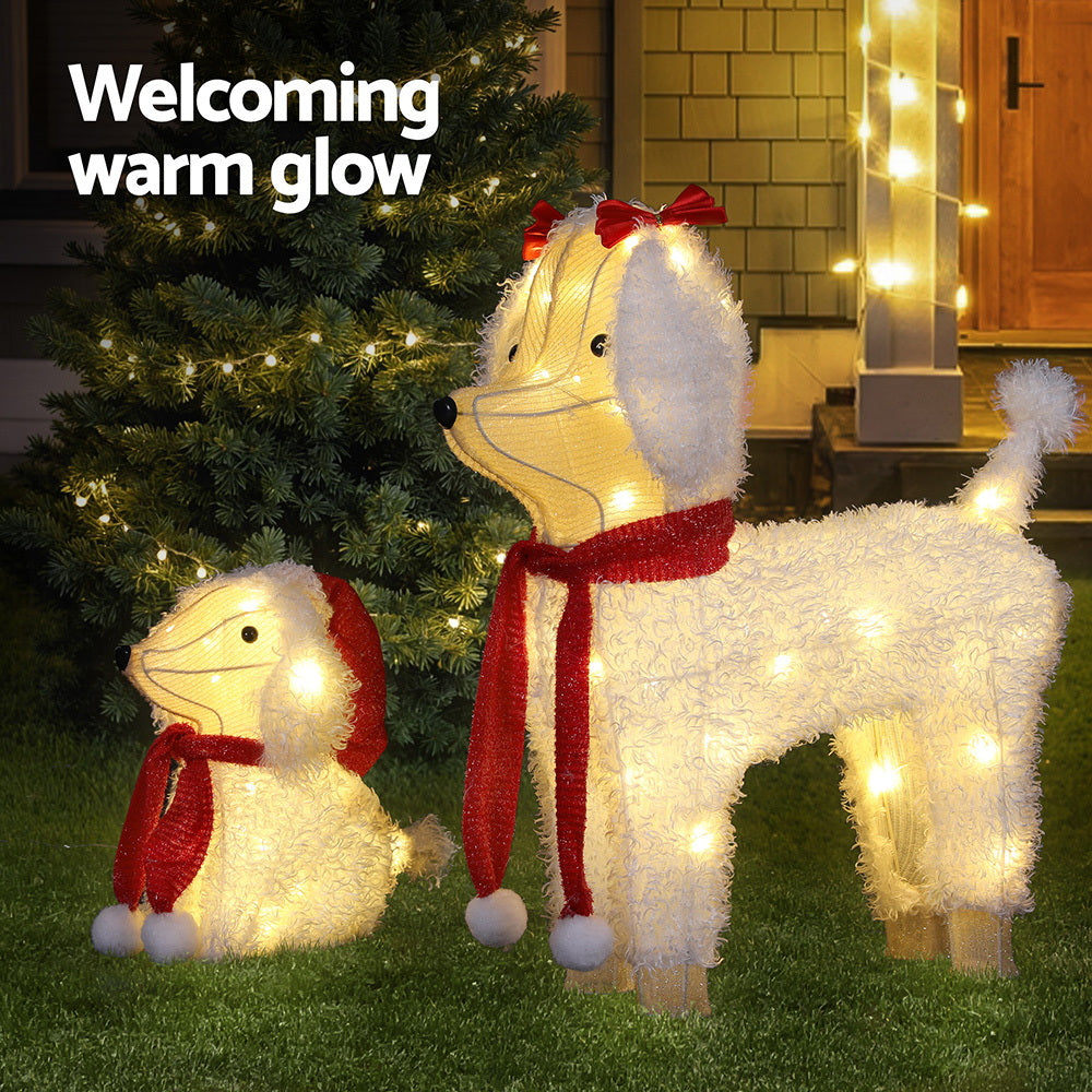 Jingle Jollys Christmas Lights 60 LED Fairy Light 2pcs Dog Decorations Set XMAS-MOT-2DOGS-WARM