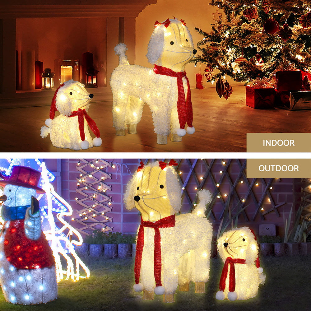 Jingle Jollys Christmas Lights 60 LED Fairy Light 2pcs Dog Decorations Set XMAS-MOT-2DOGS-WARM