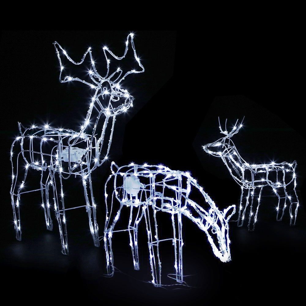 3 PCS Christmas Lights Reindeers 250 LED Decorations Jingle Jollys XMAS-MOT-3DEERS-MOV-WH
