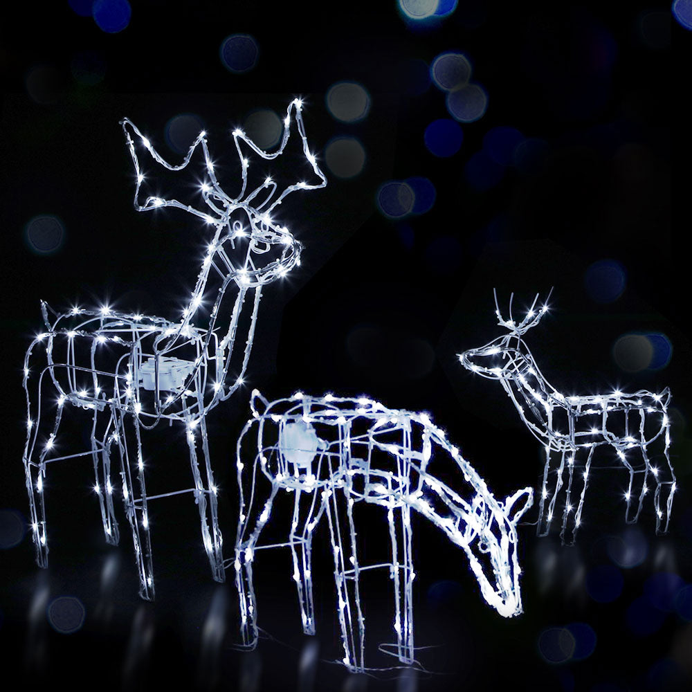 3 PCS Christmas Lights Reindeers 250 LED Decorations Jingle Jollys XMAS-MOT-3DEERS-MOV-WH