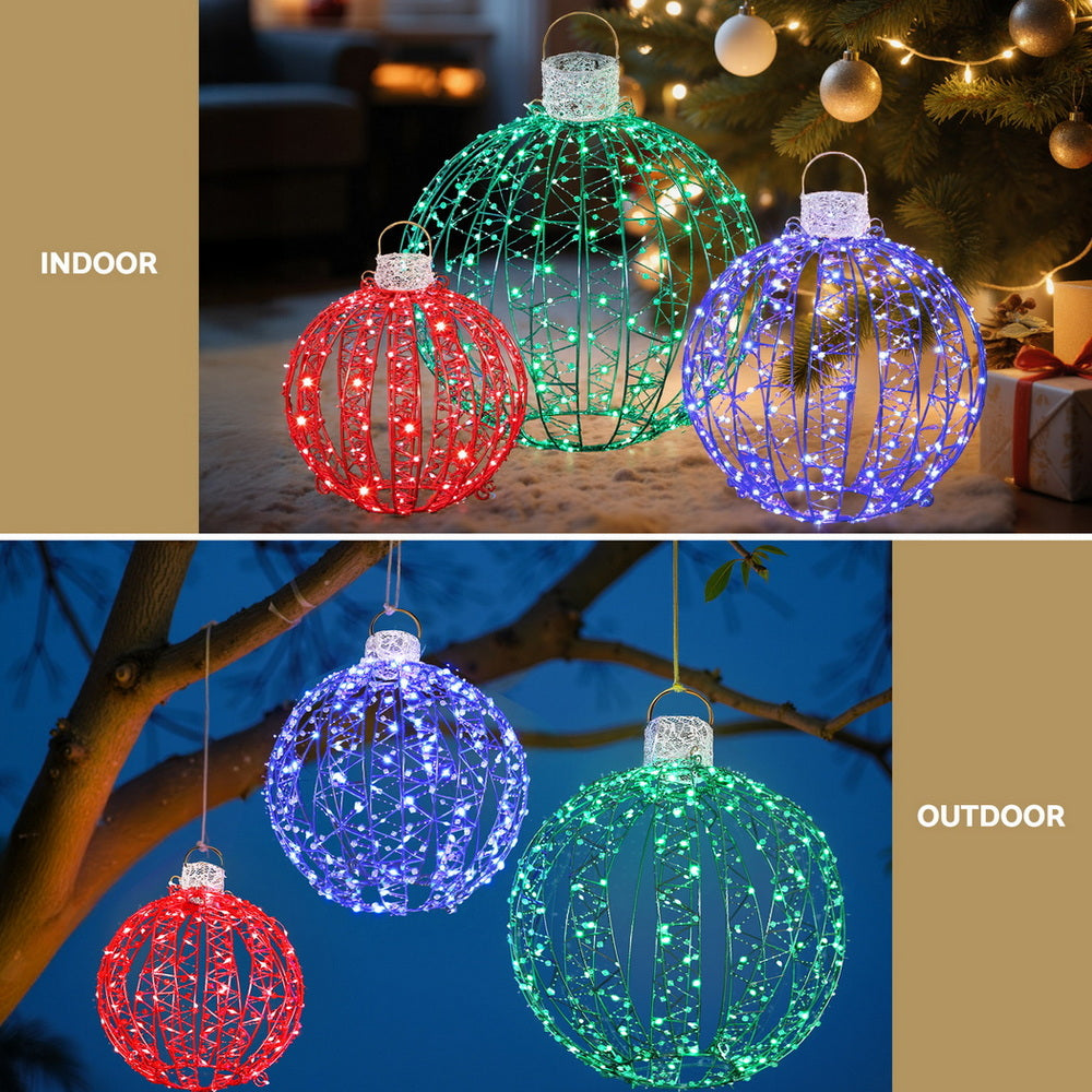 Jingle Jollys Christmas Lights 320 LED Fairy Light 3pcs Ball Decorations Set XMAS-MOT-BALL-RGB