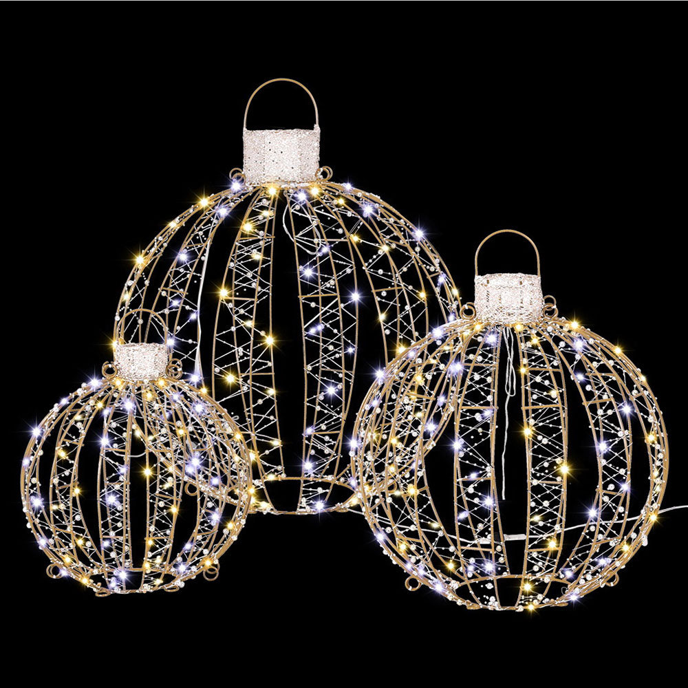 3 PCS Christmas Lights 360 LED Fairy Light Ball Decorations Jingle Jollys XMAS-MOT-BALL-WARM