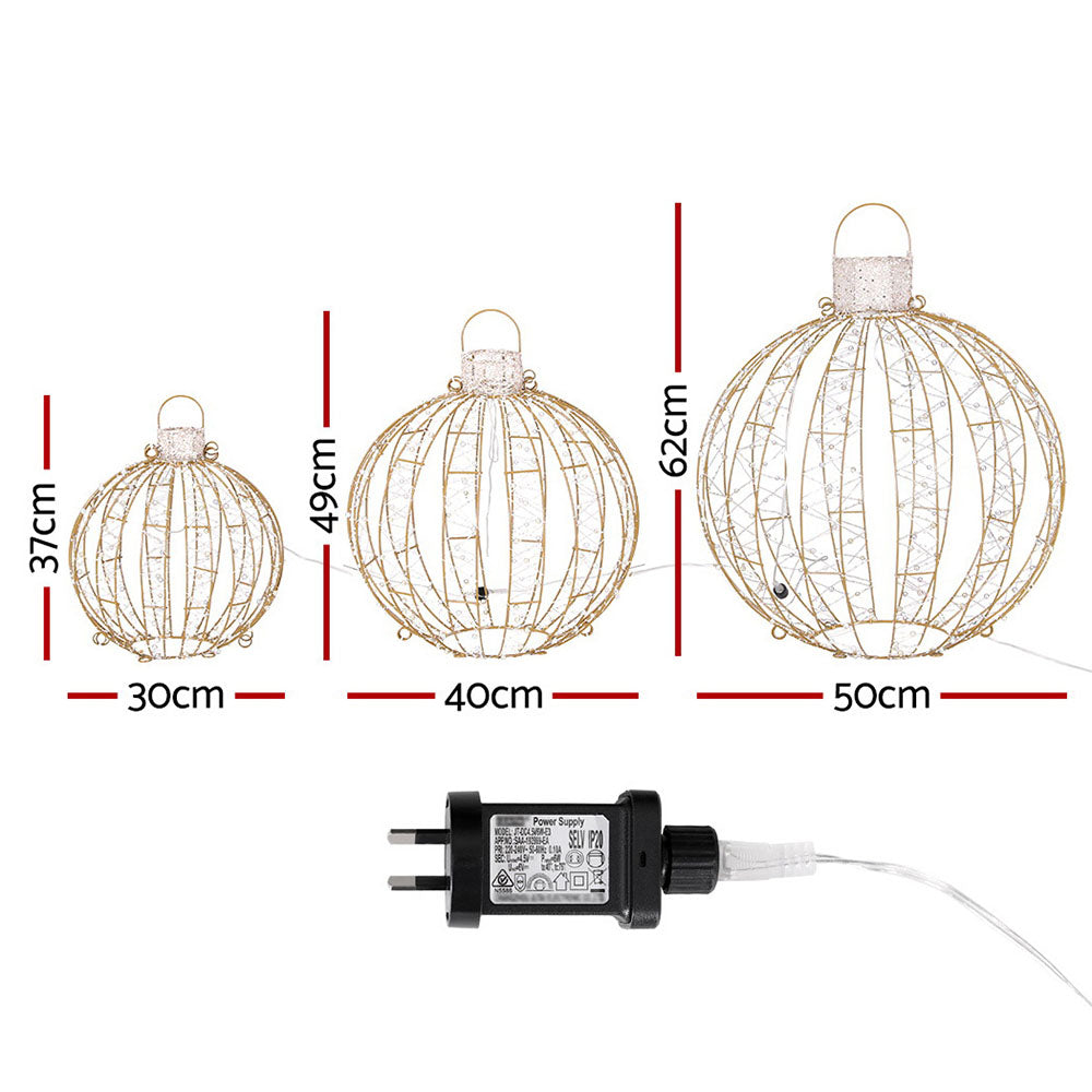 3 PCS Christmas Lights 360 LED Fairy Light Ball Decorations Jingle Jollys XMAS-MOT-BALL-WARM