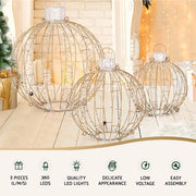 3 PCS Christmas Lights 360 LED Fairy Light Ball Decorations Jingle Jollys XMAS-MOT-BALL-WARM