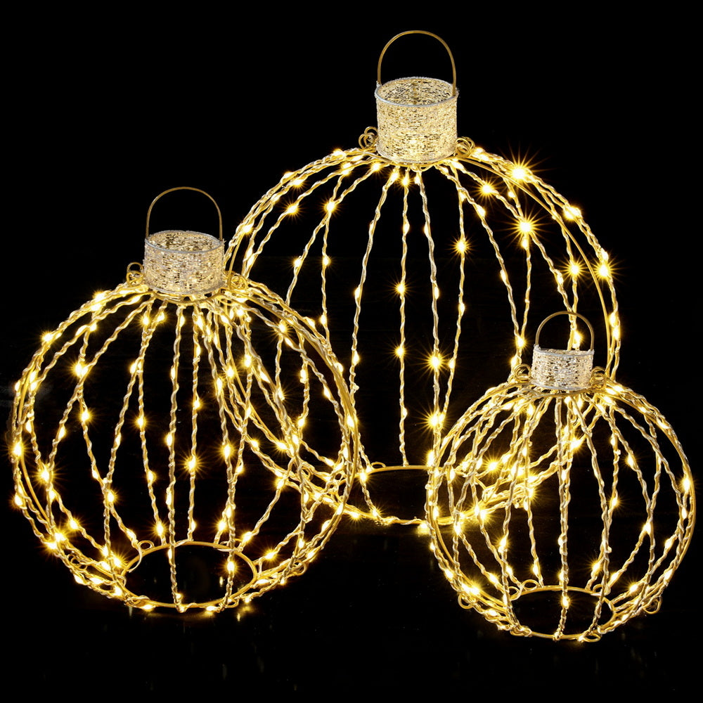 Jingle Jollys Christmas Lights 320 LED Fairy Light 3pcs Ball Decorations Set XMAS-MOT-BALL01-WARM
