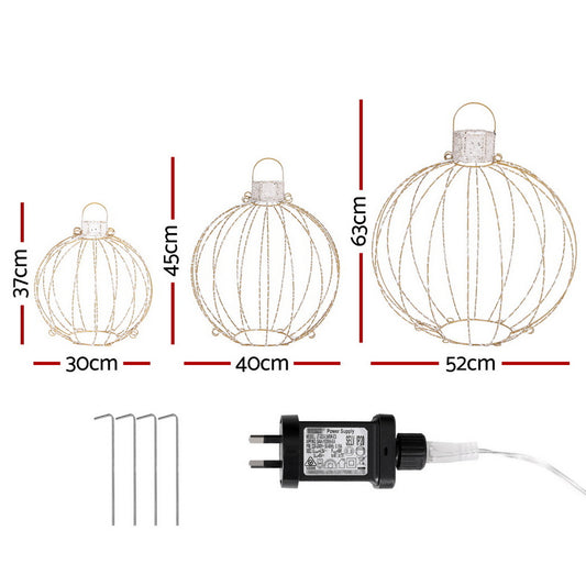 Jingle Jollys Christmas Lights 320 LED Fairy Light 3pcs Ball Decorations Set XMAS-MOT-BALL01-WARM