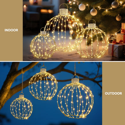 Jingle Jollys Christmas Lights 320 LED Fairy Light 3pcs Ball Decorations Set XMAS-MOT-BALL01-WARM