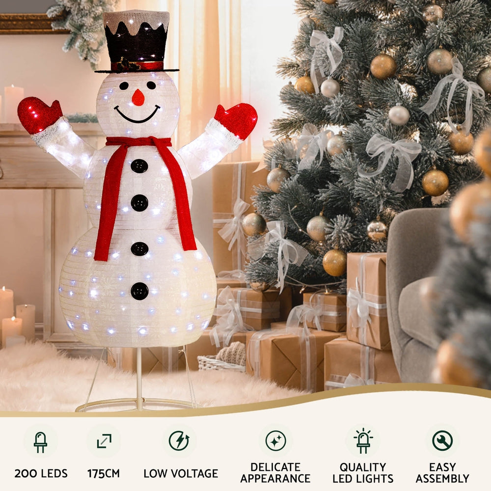1.7M Christmas Lights 200 LED Fairy Light Snowman Decorations Jingle Jollys XMAS-MOT-C-SNOW-WH