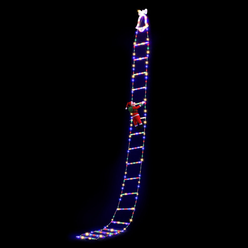 Jingle Jollys 3.5M Christmas Lights 300 LED Ladder Light with Santa Claus Decor XMAS-MOT-D-LADDER-MC