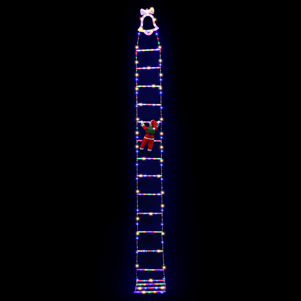 Jingle Jollys 3.5M Christmas Lights 300 LED Ladder Light with Santa Claus Decor XMAS-MOT-D-LADDER-MC