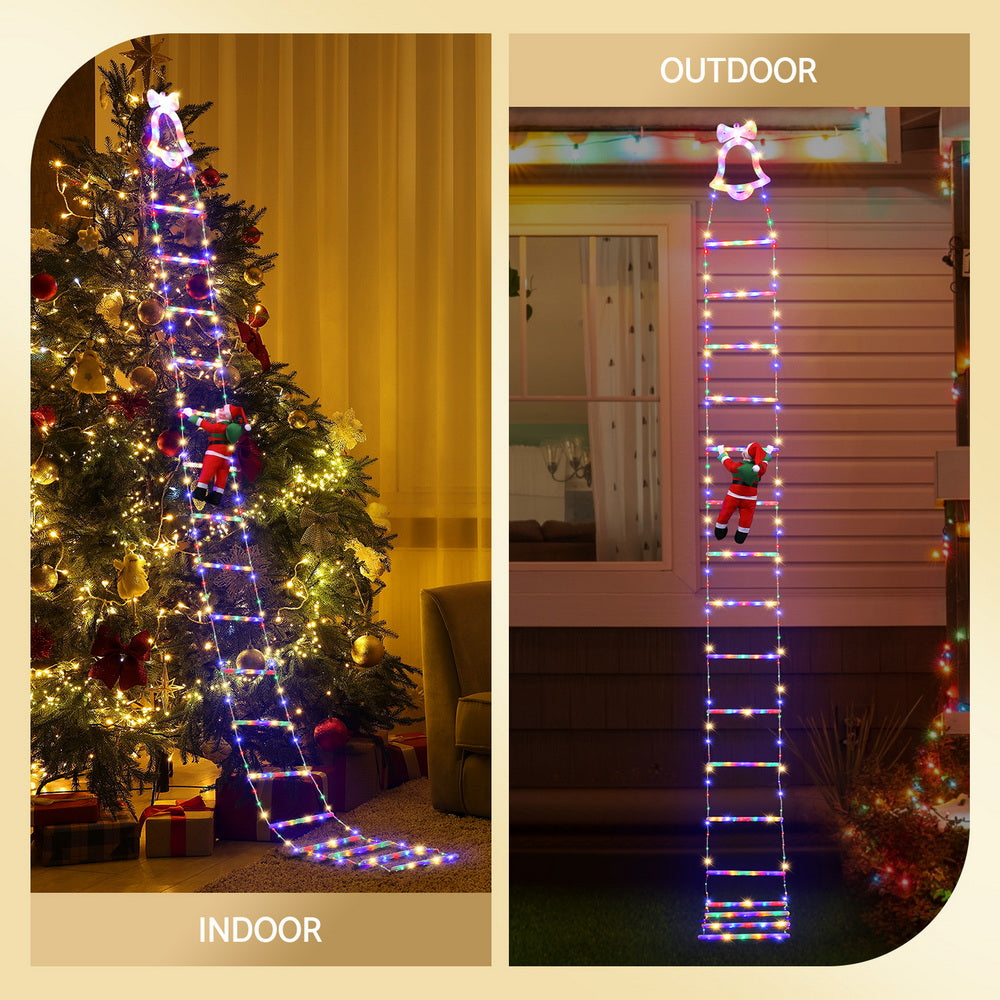 Jingle Jollys 3.5M Christmas Lights 300 LED Ladder Light with Santa Claus Decor XMAS-MOT-D-LADDER-MC