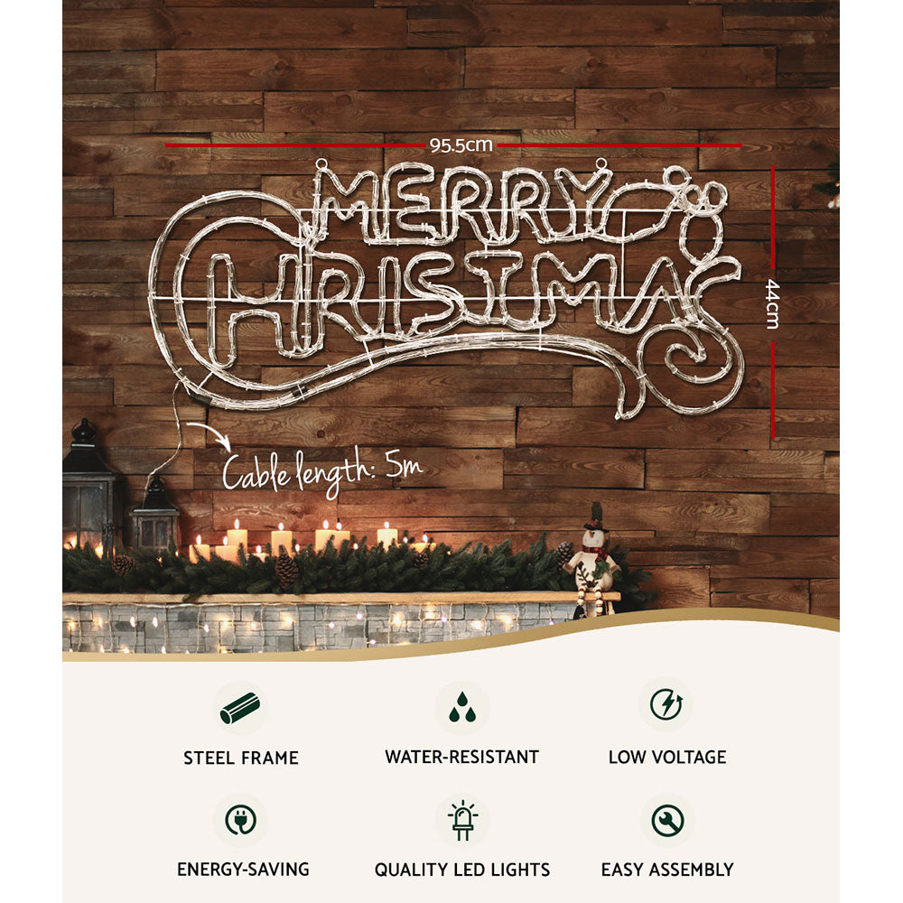 0.96M Christmas Lights Merry Christmas 288 LED Decorations Jingle Jollys XMAS-MOT-D-MERYCHRIS-MC