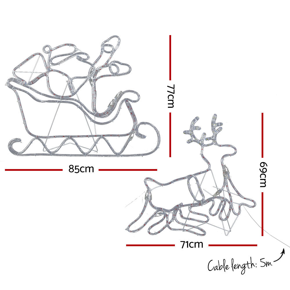 1X Christmas Lights Reindeer Sleigh 806 LED Decorations Jingle Jollys XMAS-MOT-D-SAN-DEER-MC