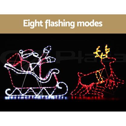 1X Christmas Lights Reindeer Sleigh 806 LED Decorations Jingle Jollys XMAS-MOT-D-SAN-DEER-MC