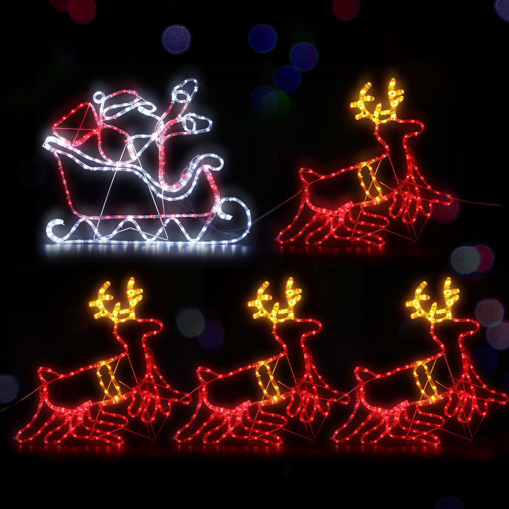 1X Christmas Lights Reindeer Sleigh 806 LED Decorations Jingle Jollys XMAS-MOT-D-SAN-DEER-MC