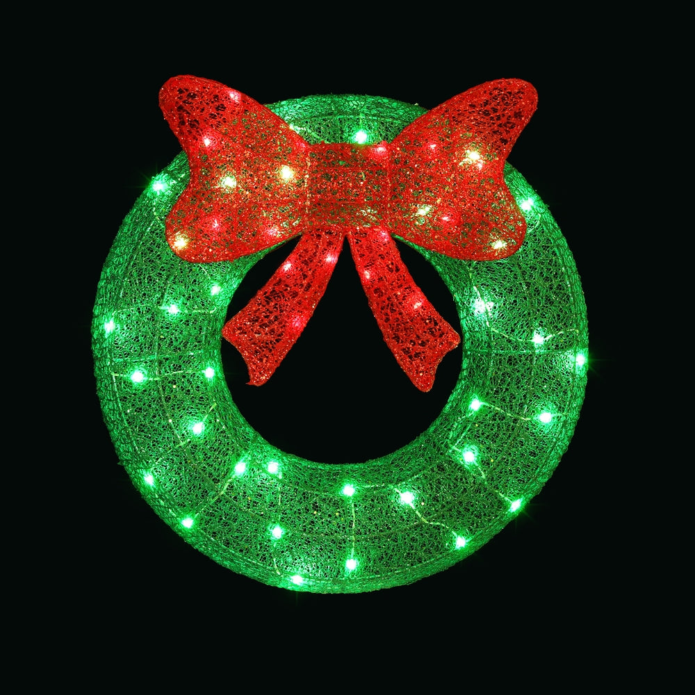 0.6M Christmas Lights 50 LED Motif Solar Wreath Xmas Decorations Jingle Jollys XMAS-MOT-D-WREATH-GN