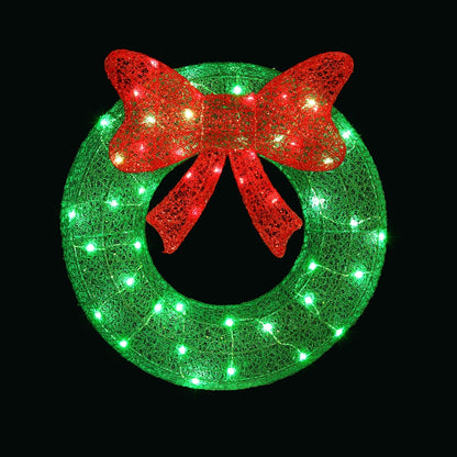 0.6M Christmas Lights 50 LED Motif Solar Wreath Xmas Decorations Jingle Jollys XMAS-MOT-D-WREATH-GN