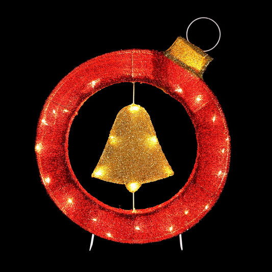 Jingle Jollys Christmas Lights 60cm Motif 30 LED Bell Wreath Xmas Decorations XMAS-MOT-D-WREATH-RD