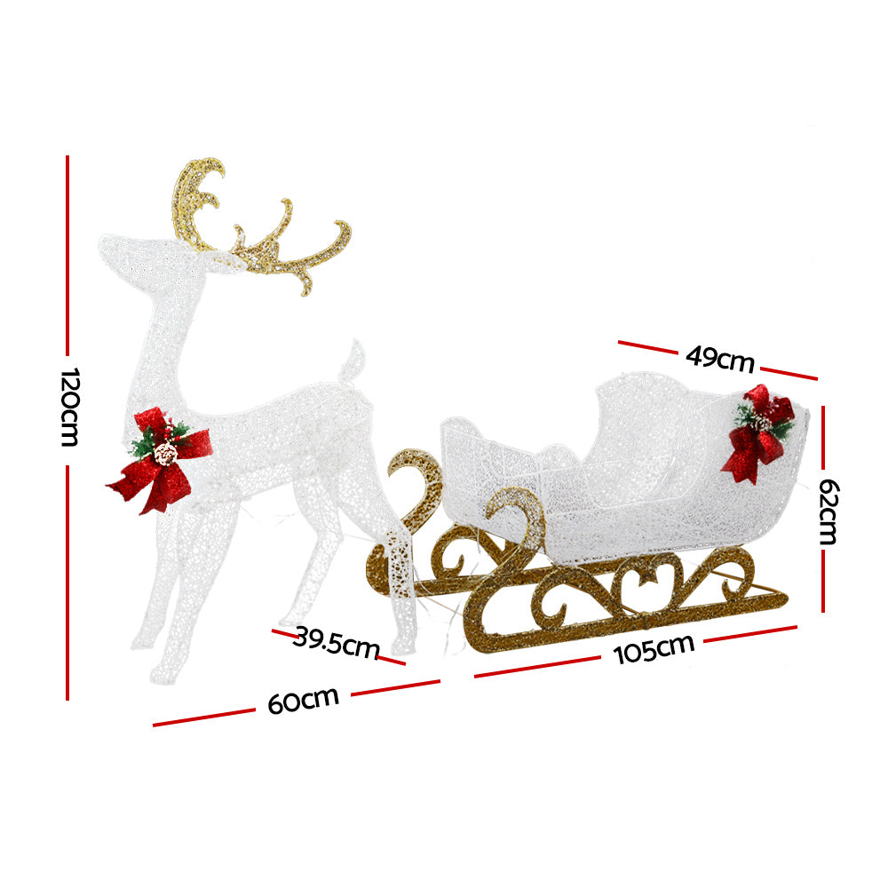 215 LED Christmas Lights Reindeer Sleigh Decorations Jingle Jollys XMAS-MOT-DEER-SLED-WM