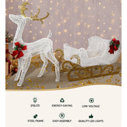 215 LED Christmas Lights Reindeer Sleigh Decorations Jingle Jollys XMAS-MOT-DEER-SLED-WM