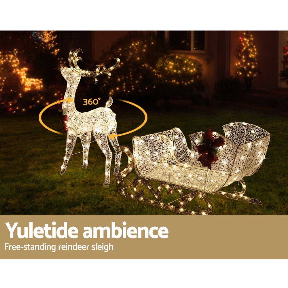 215 LED Christmas Lights Reindeer Sleigh Decorations Jingle Jollys XMAS-MOT-DEER-SLED-WM