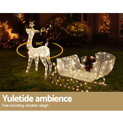 215 LED Christmas Lights Reindeer Sleigh Decorations Jingle Jollys XMAS-MOT-DEER-SLED-WM