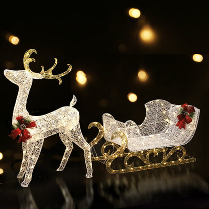 215 LED Christmas Lights Reindeer Sleigh Decorations Jingle Jollys XMAS-MOT-DEER-SLED-WM
