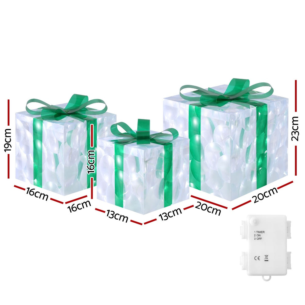 3 PCS Christmas Lights 70 LED Fairy Light Gift Box Jingle Jollys XMAS-MOT-GIFTBOX-GR