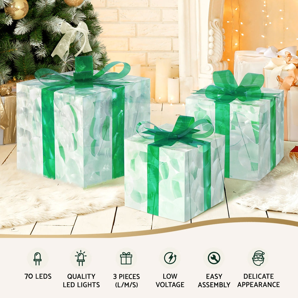 3 PCS Christmas Lights 70 LED Fairy Light Gift Box Jingle Jollys XMAS-MOT-GIFTBOX-GR